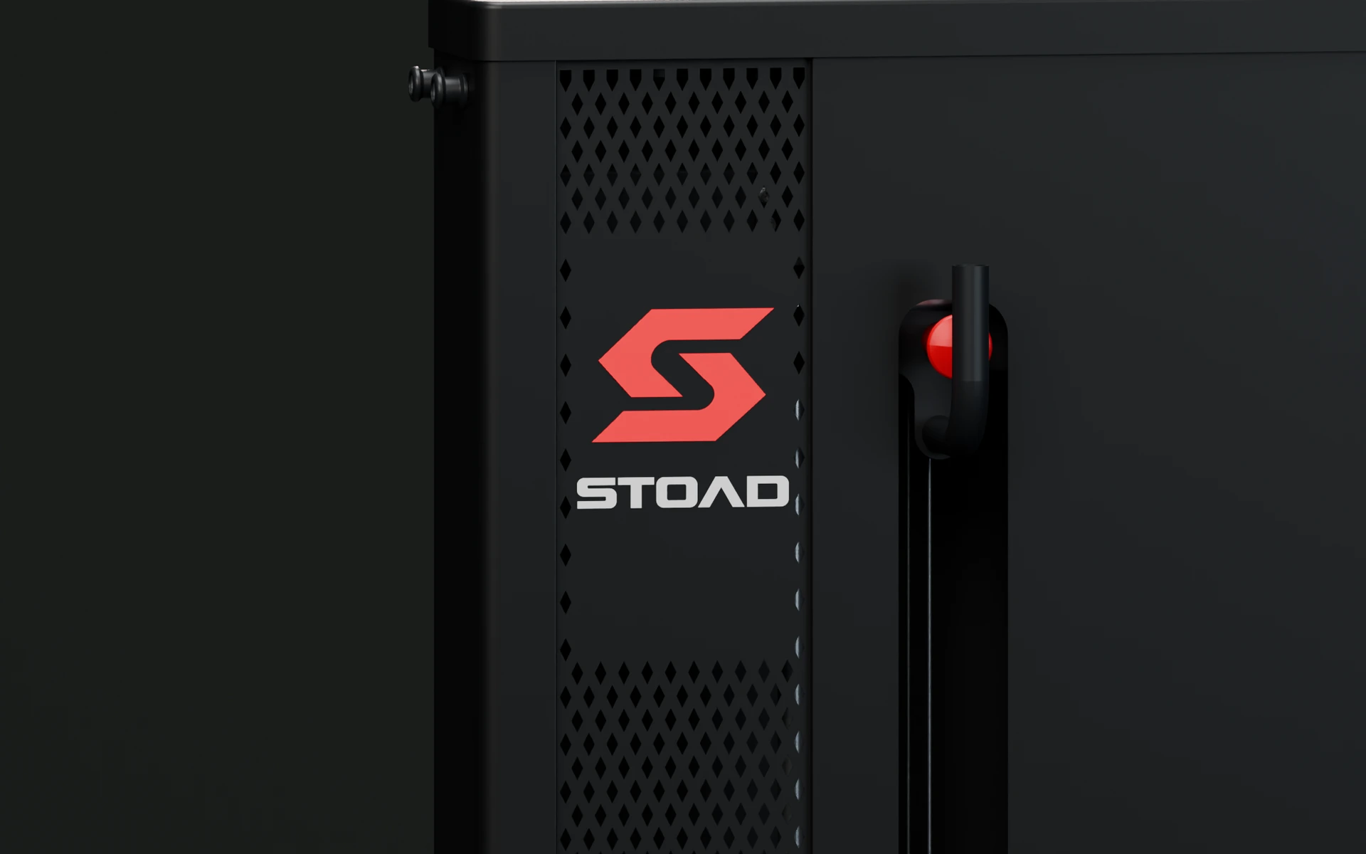 STOAD-symbol og skriftlogo som overflategeometri på maskina